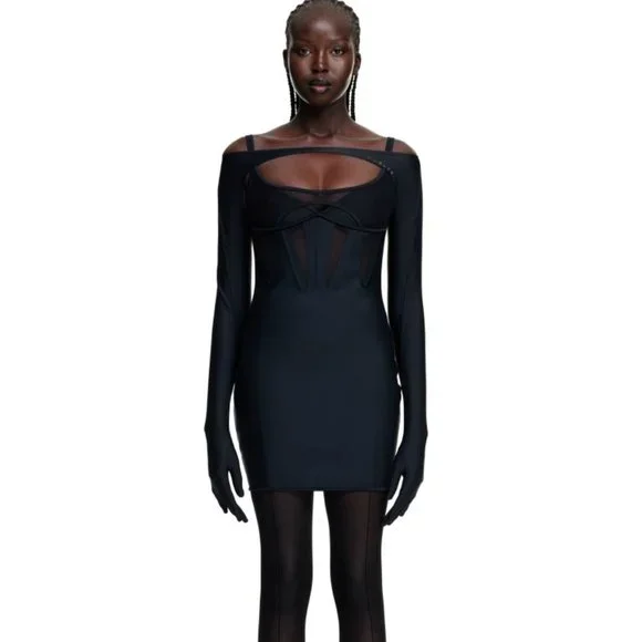 NWT H&M x Mugler Corset-style Mini Dress